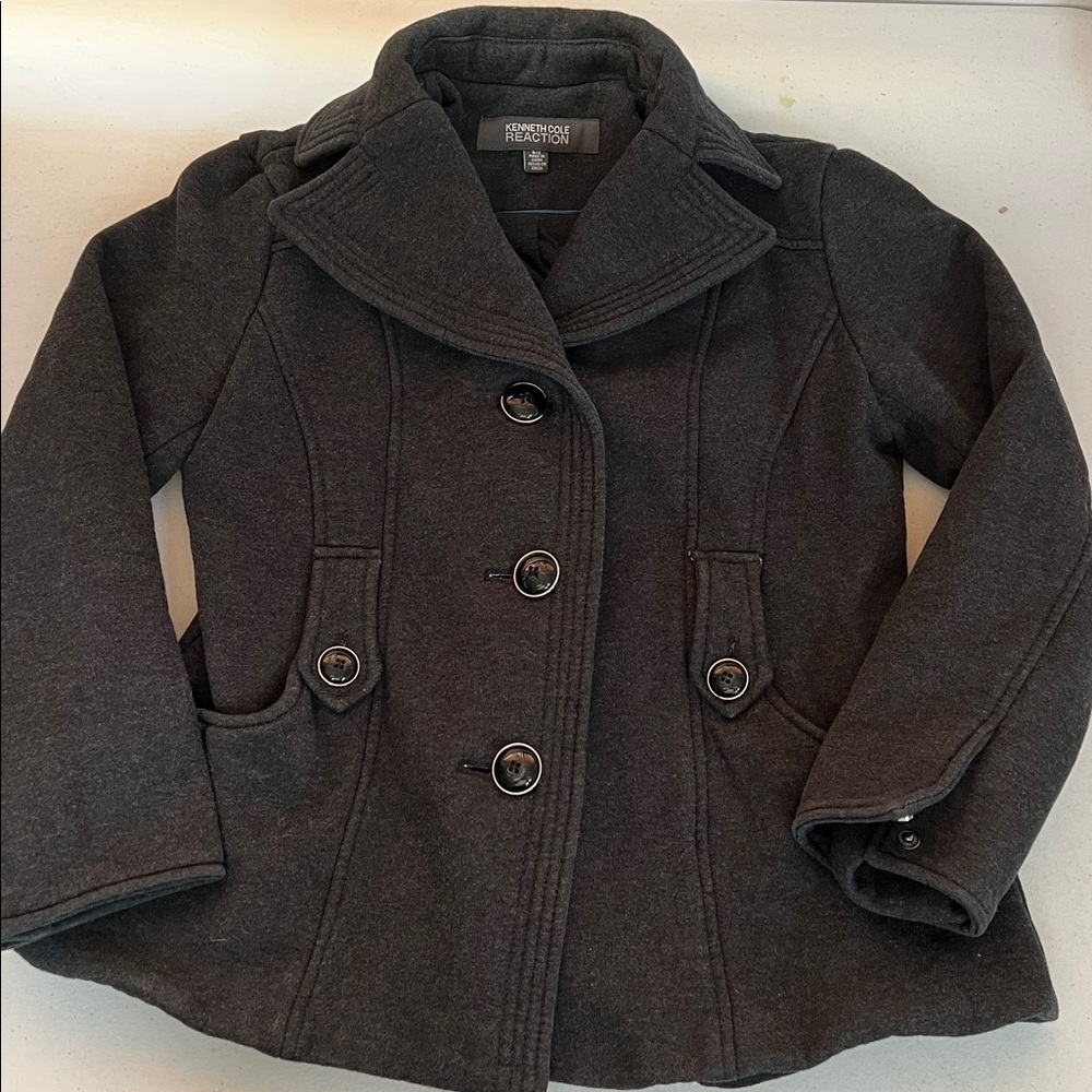 Kenneth Cole Reaction Charcoal knit peacoat - Picture 1 of 9